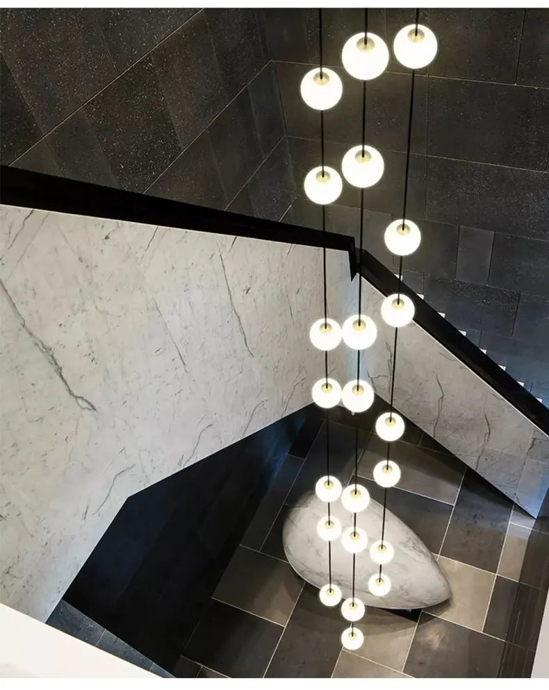 Stairs Modern Chandelier Loft Duplex Living Room Hotel Lobby Long Pendant Nordic Home Decorative Lighting Ball Long Line Pendant