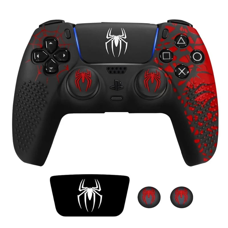 Controller Skin Shell for PS5 Controller Silicone Cover Case with Rubber Thumb Grip Gaps Touch Pad Sticker For PS5 Fit In Dock
