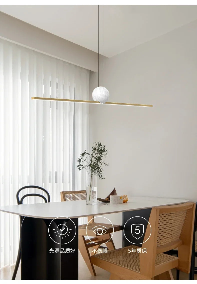 Italian Minimalist Restaurant Chandelier, Modern Light Luxury Exhibition Hall, Island Bar Counter, Straight Strip Lighting Fixtu