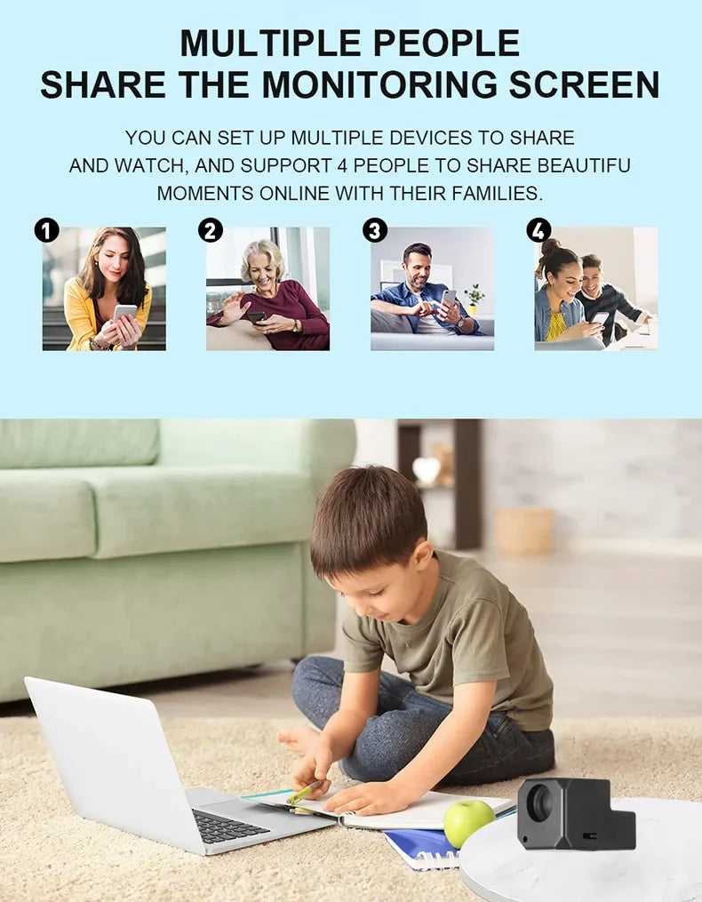 Security Camera 4K Smart Home Monitor with 150° Wide Angle & Infrared Night Vision, WiFi Surveillance Cam with Motion Detection
