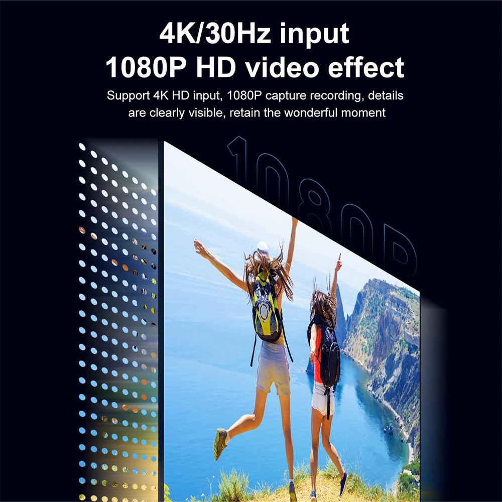 1080P Capture Card 4K HDMI-compatible to USB-A/USB-C USB2.0 Capture Video Audio Recording for OBS Studio PotPlayer QT Player