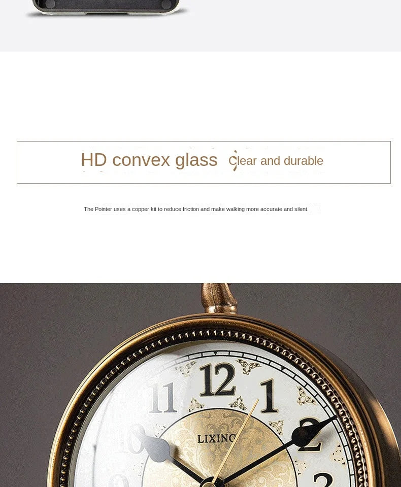 Luxury Mechanical Table Clock Silent Watch Desk Clock Living Room Desktop Retro Moon Table Decoration & Accessories Gift