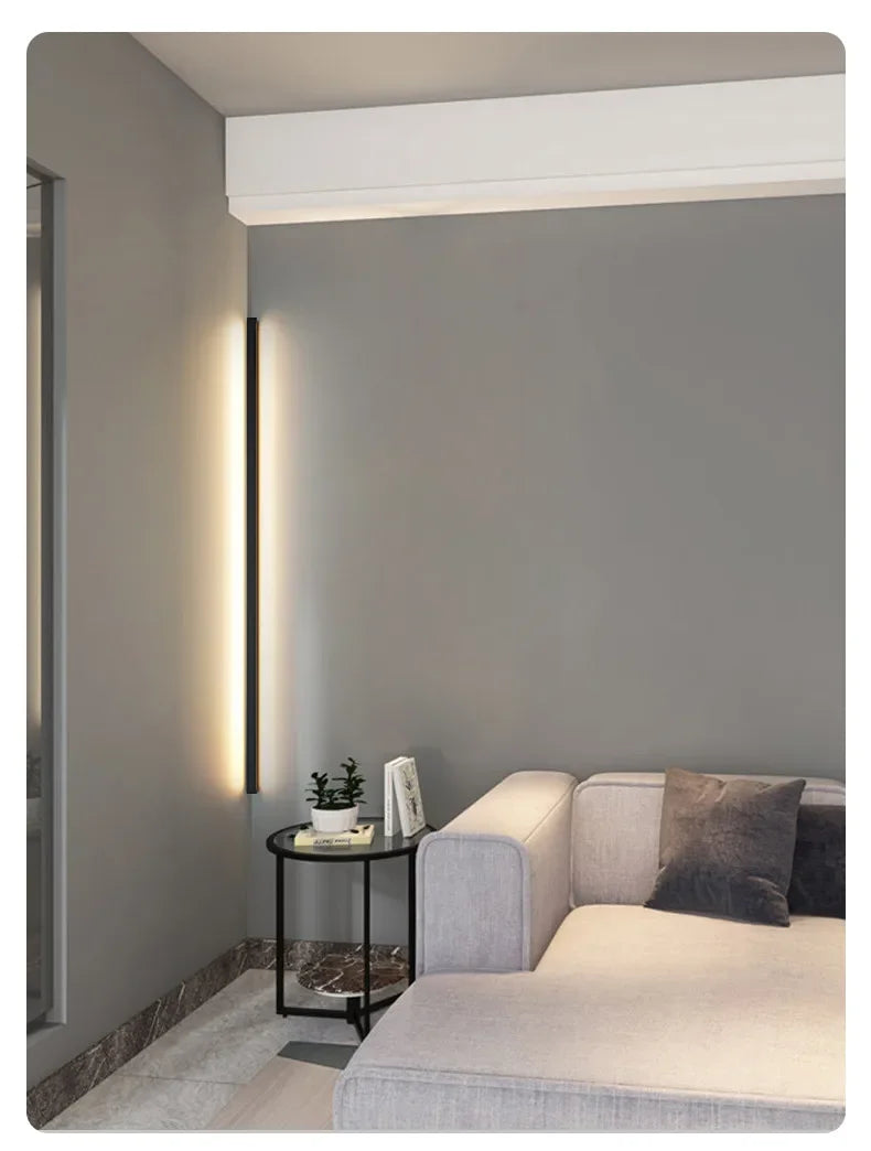 Modern Minimalist LED Wall Lamp Luxury Long Strip Light for Living Room Bedroom Bedside Ceiling Sofa Background Aisle Lighting