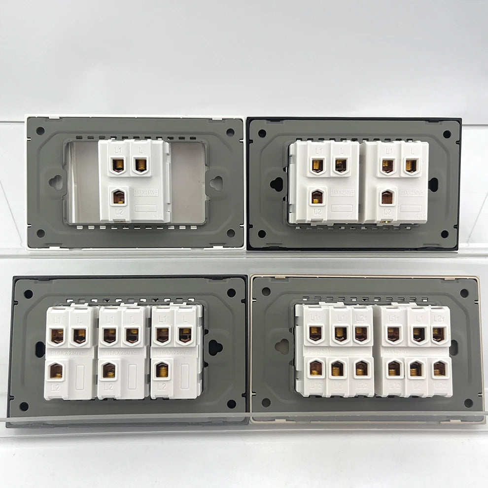 118 Type US Mexico 1/2/3/4/Gang 2/3Way Wall Light Switch Brazil Tempered Glass Panel ON OFF Push Button Power Rocker Switch