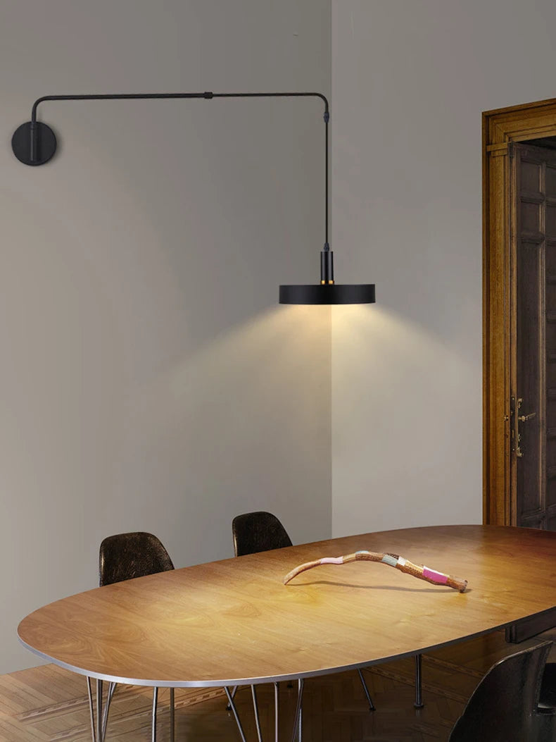 Modern Black Metal Wall Light For Bedroom Bedside Reading Long Arm Wall Lamp Scalable Adjustment