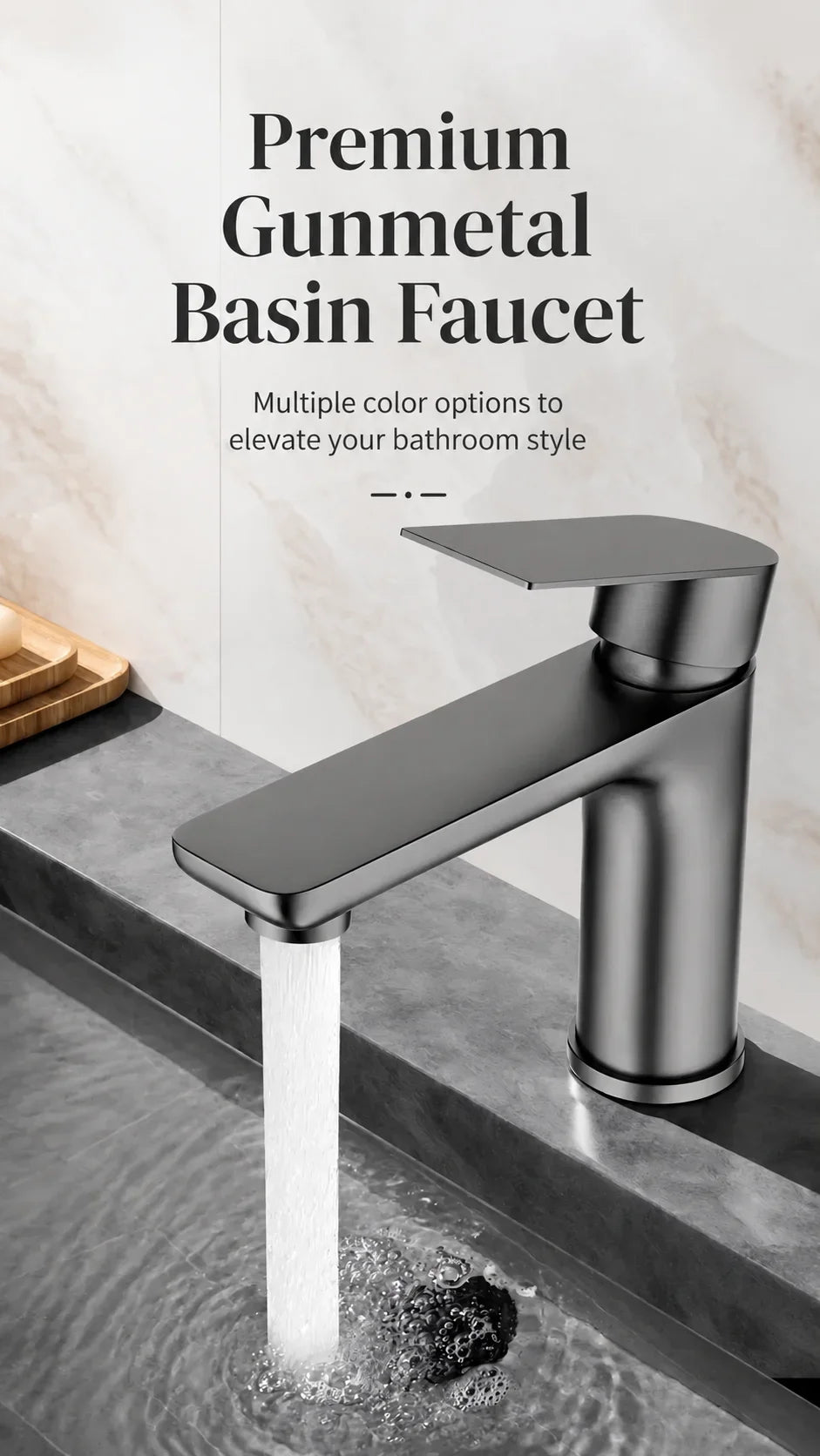 Bathroom Sink Faucet Stainless Steel Hot Cold Mixer Tap Single Handle Matte Black Silver Basin Tap
