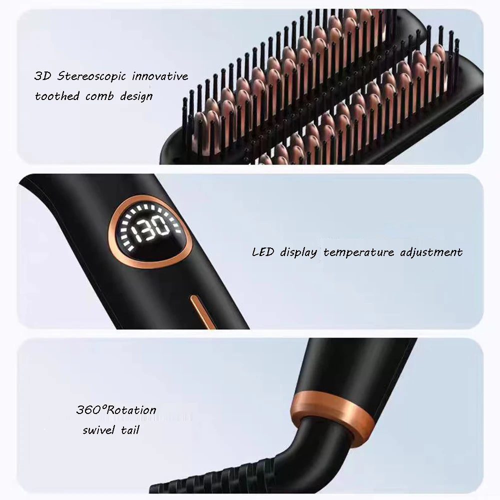 Curling Hair Straightener Hot Comb Electric Straighten Hair Brush Styling Tool Electric Hair Curler Brushes Salon Equipment