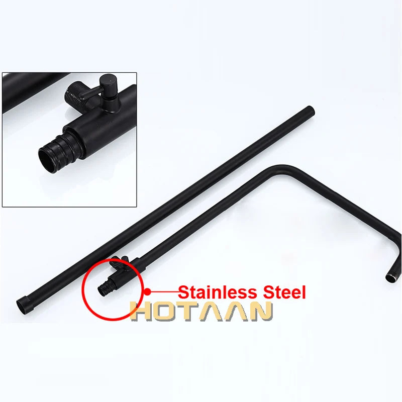 Black Stainless Steel Shower Pipe Shower Mixer Tube Bathroom Shower Faucet Accessories Fittings
