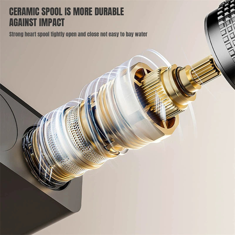 Gray Piano Keys Bathroom Shower Faucet Set Multiple Water Spray Modes Shower System With 4 types Function Digital Display