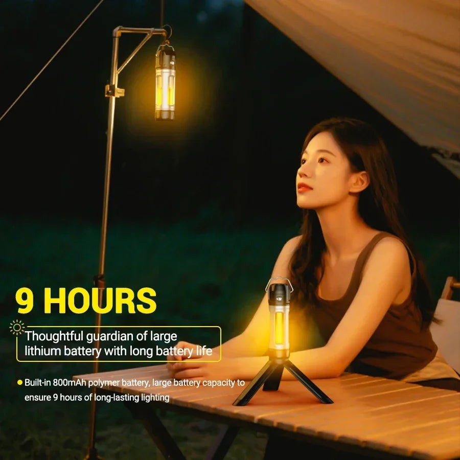 Camping Light Lightweight Handheld Torch  5 Lighting Modes Rechargeable Tent Lamp for Patio Climbing 8 Light Filaments