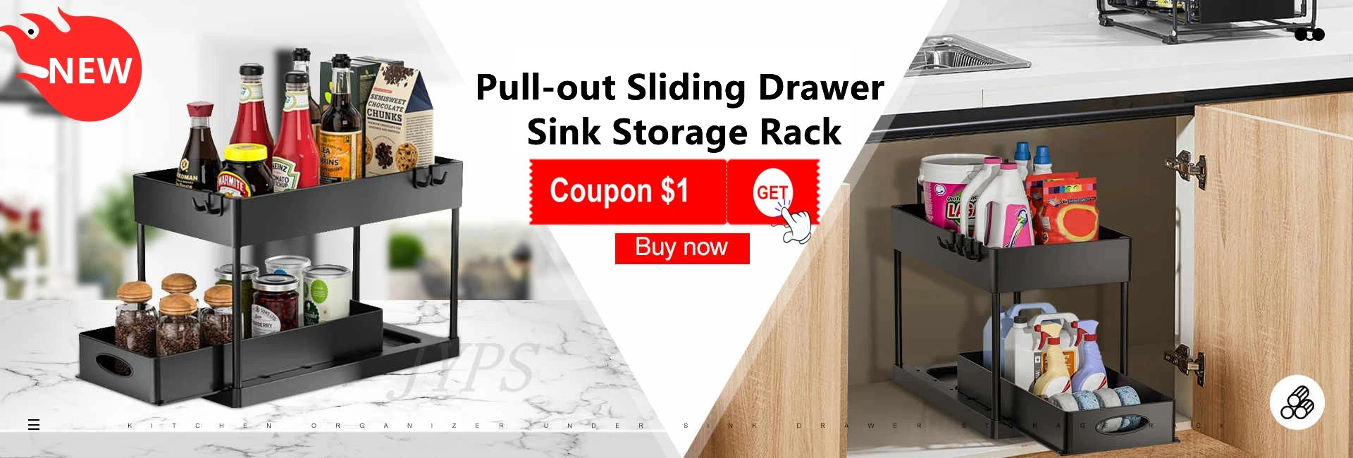 2 Tier Under Sink Organizer Kitchen Organizer Cabinet Storage Rack Multipurpose Rack Under Sink Storage for Bathroom Kitchen