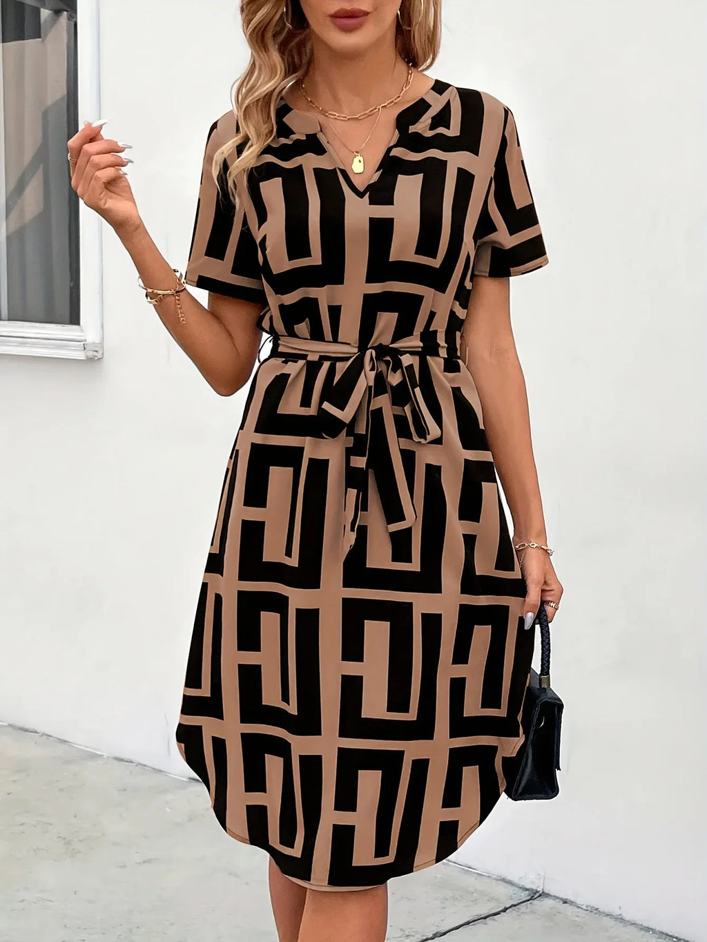 Casual Loose Printed Short Dresses for Women 2025 Fashion Summer Women's A-Line Midi Dress Elegant Vintage Female Dresses