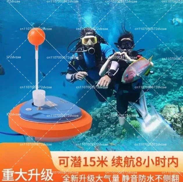 Diving Snorkel Equipment with Mobile Ventilator Support Up to 10M Depth, 2.7-5H Underwater Snorkel for Winter Ice Diving