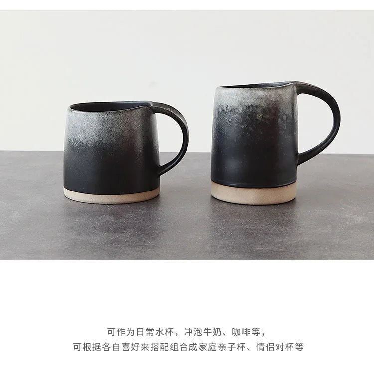 Handmade Stoneware Mug Retro Black White Latte Coffee Cup Ceramic Cup