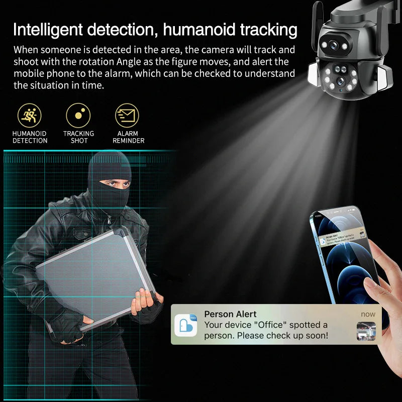4MP UHD Carecam APP Dual Lens Wireless PTZ IP Dome Camera Full Color AI Humanoid Detection Home Security CCTV Baby Monitor
