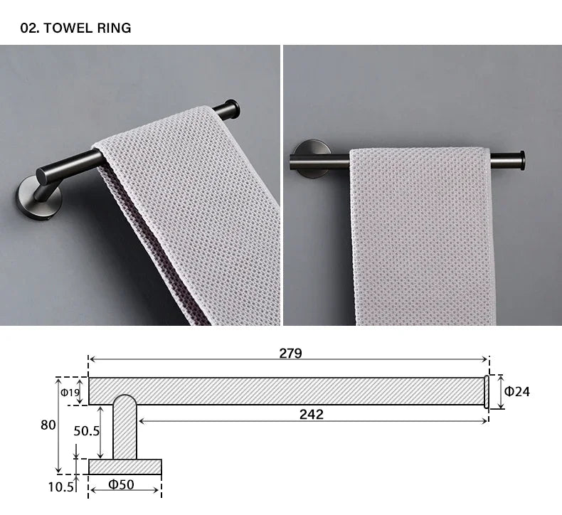 Bagnolux Stainless Steel Gun Gray Black Polished Chrome Brushed Gold Hanger Hook Towel Bar Paper Holder STURDY HANDS