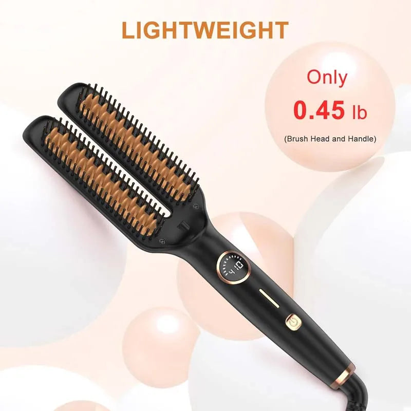 2 In1 Multifunctional Hair Straightener Brush Ceramic Hair Straightening And Curling Iron Electric Hot Brush For Styling