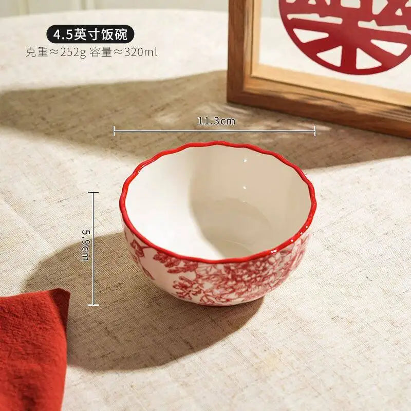 Modern Red Dinner Set Plates Luxury Designer Italian Round Plates Dinner Sets Ceramic Elegant Aparelho De Jantar Kitchen Dishes