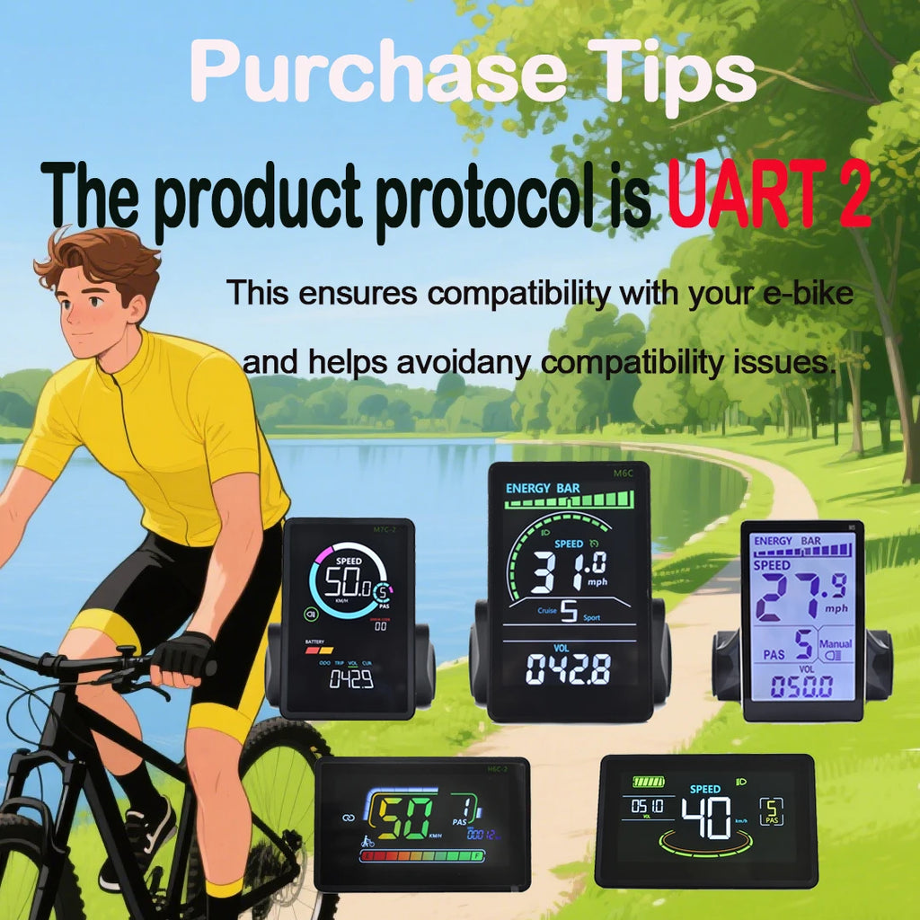 UART2 M5 24V 36V 48V Electric Bicycle Colorful Display E Scooter LCD Panel With USB UART For Mountain Electric Bike Parts (6PIN)