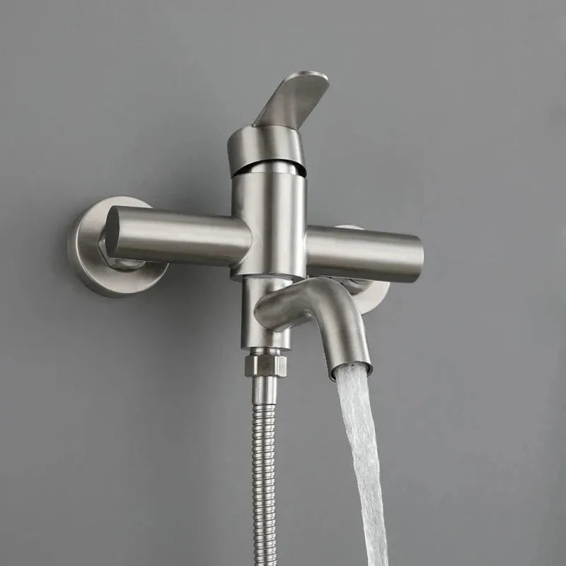 Bathroom Shower Faucet Stainless Steel Triple Bathtub Faucet Mixers Hot Cold Mixer Valve Nozzle Tap Wall Mounted Home Shower Set