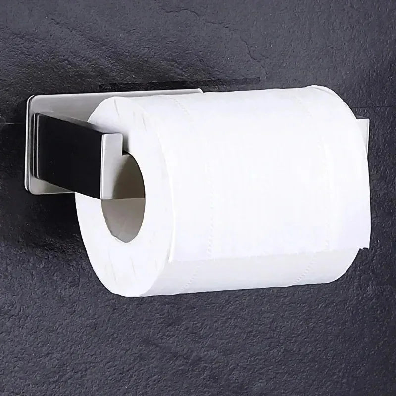 Self Adhesive Toilet Paper Holder Stainless Steel No Drill Wall Mount for Bathroom Kitchen RV Rustproof Space Saving Tools