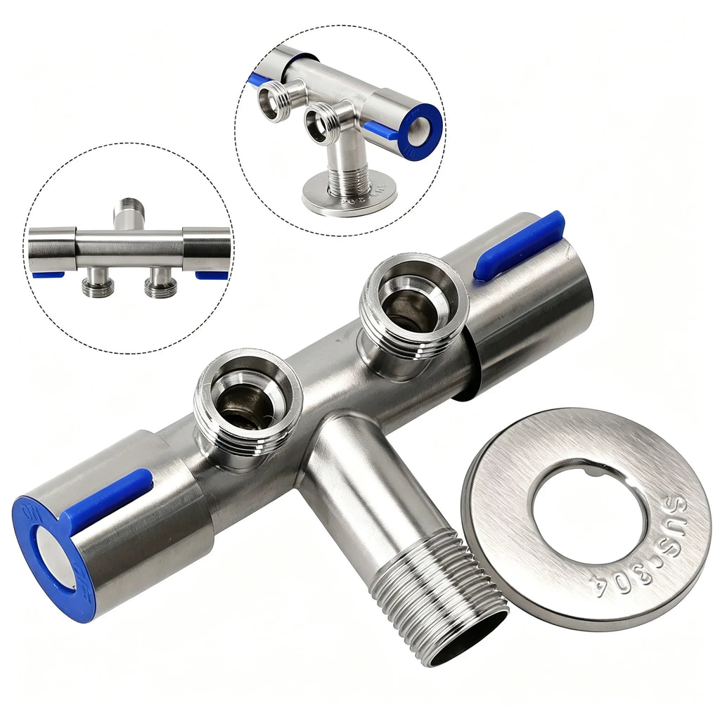 Double Handle Stainless Steel Cold Water Faucet Bathroom Washing Machine Faucet