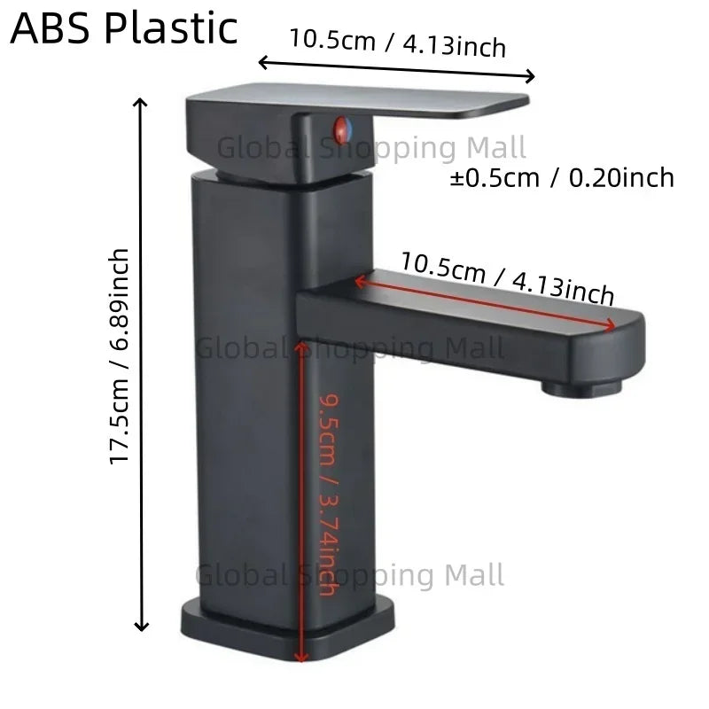 Hot and Cold Bathroom Faucet Water Mixer Tap Single Handel Single Hole Deck Mounted Plastic Washbasin Bathtub Faucet G1/2