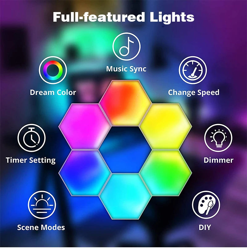 RGB Smart Quantum Lamp Tuya App Remote Control Touch Background Wall Bedroom DIY Decoration Wall Lamp Esports Atmosphere Light