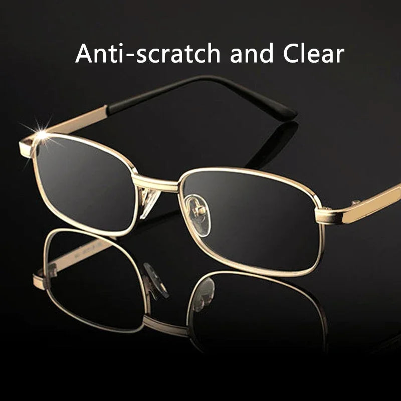 Design Reading Glasses for Men and Women Full-frame Alloy Clear HD Lens Presbyopia Eyeglasses Impact Scratch Resistant 0 To +4.0