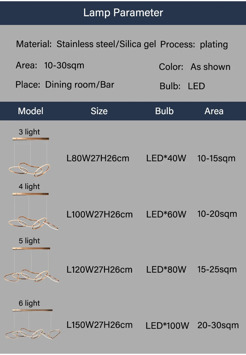 Postmodern Luxury led hanging lamp Minimalist art Personality Chandelier for Living Dining room Iron LED ring chandelier Light