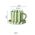 280ml/9.5oz afternoon tea coffee cup, Minimalist striped hand drawn cup and plate set, ceramic milk coffee cup, household drinki