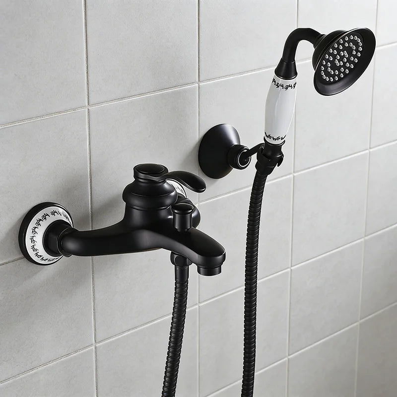 MOLI Wall mounted antique brass bronze brushed bathtub faucet with hand shower bathroom shower faucets torneiras 8306