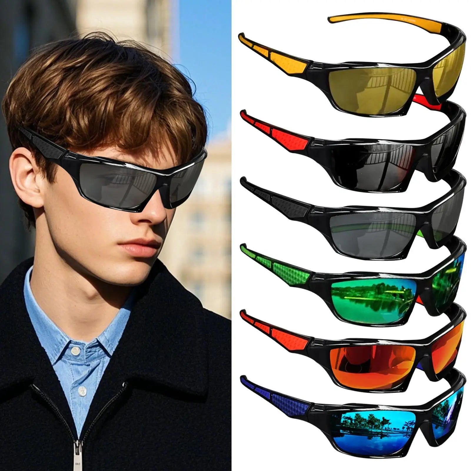 Men Comprehensive Protection Sun Glasses Cycling Glasses Sport Eyewear Bike Mountain Bicycle Hiking Camping Golf Sunglasses