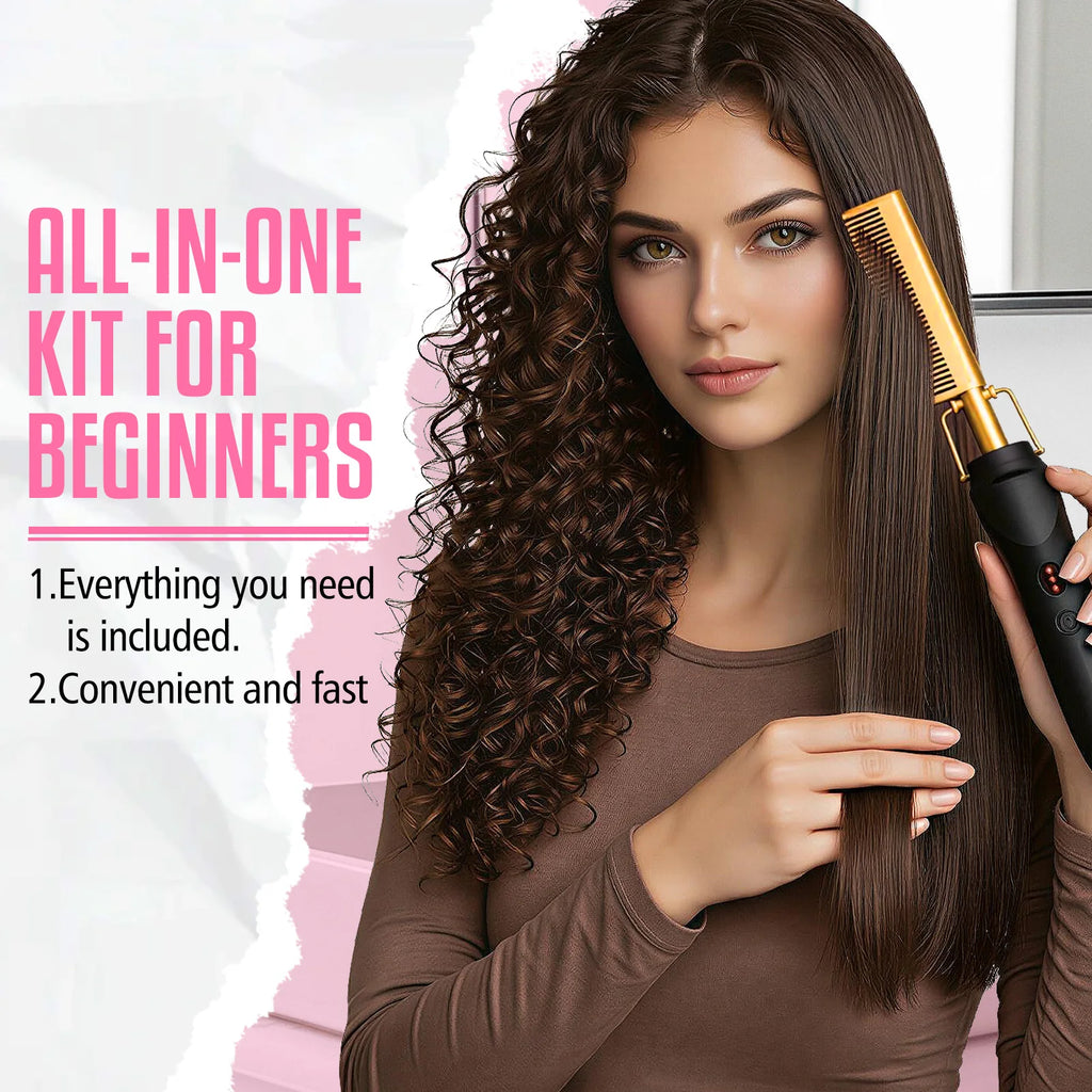 GOIPLE Electrical Heat Hair Straightener Hot Pressing Brush Styling Tool for Lace Front Wig Glue Hair Wax Stick Melting Spray