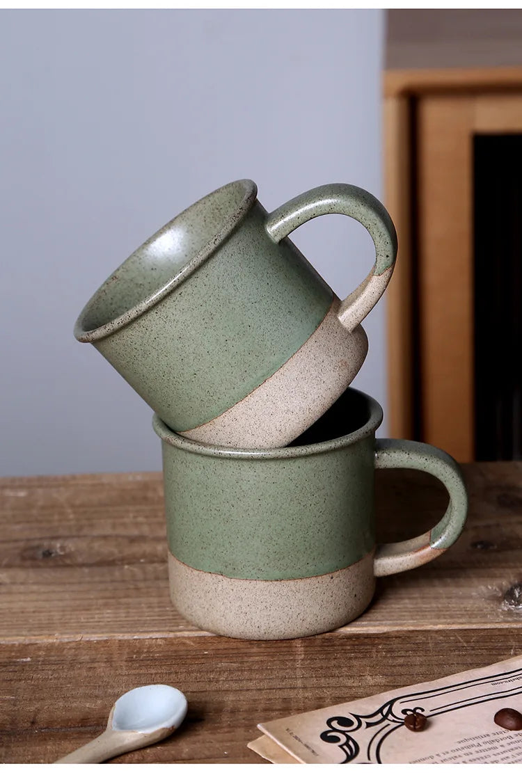 Vintage Stoneware Coffee Mug Kiln Change Ceramic Cup Small Minimalist Water Cup Sesame Glaze Breakfast Cup