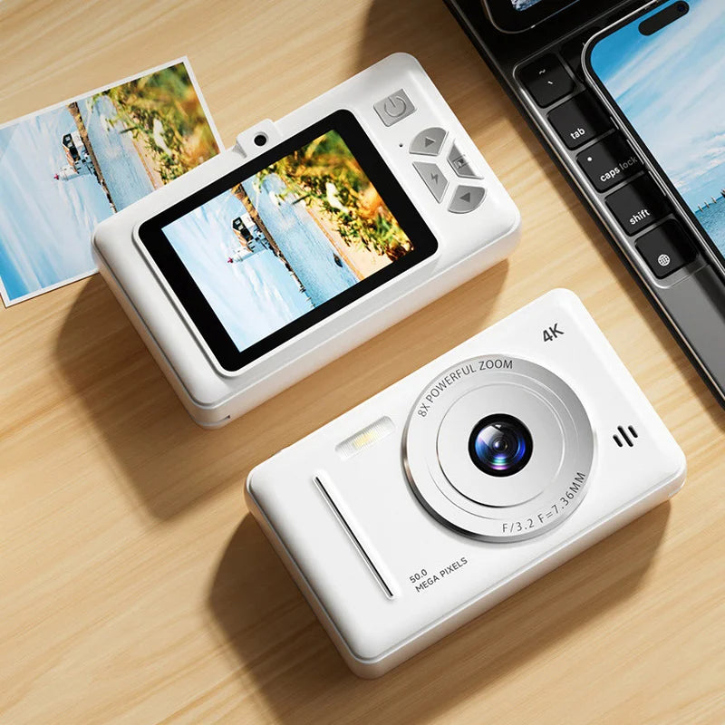 Advanced 50MP Dual Camera Kit, 4K Flash, CCD Digital, Vintage Design Entry-Level Camera