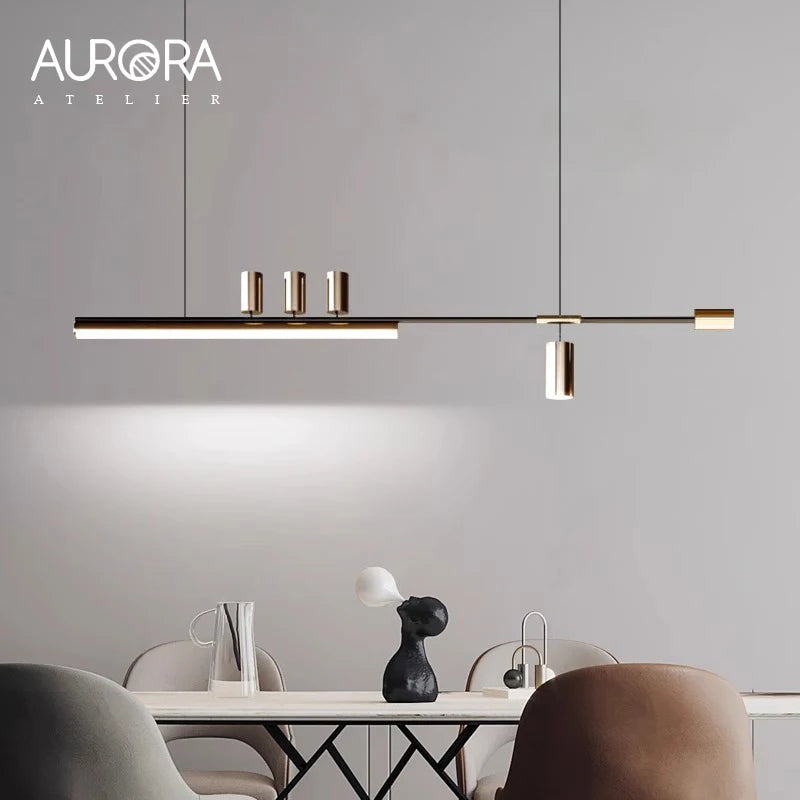 Minimalist Restaurant Chandelier Modern Light Luxury Simple Nordic Bar Table Spotlight Designer Creative Straight Strip Lights