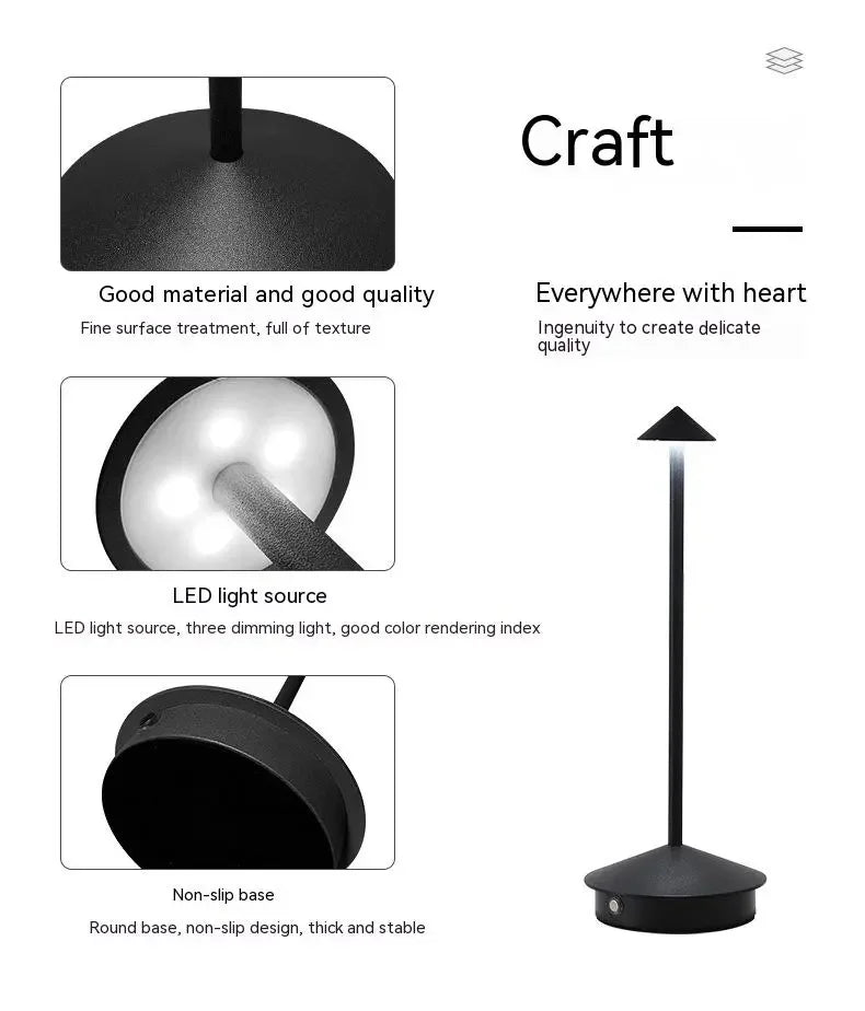 Rechargeable Table Lamp Creative Dining Touch Led Hotel Coffee Pina Pro Table Lamp Lampada Bedside Lamp Decorative Desk Lamp