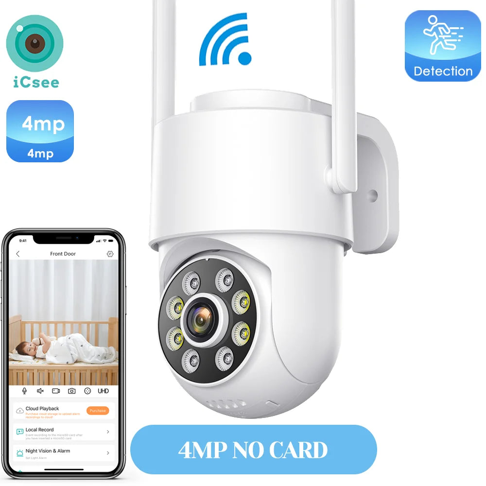 8MP 4K Outdoors Wifi Camera Dual Lens Security PTZ IP Camera 5X Digital Zoom Lens Human IP66 Waterproof Auto Detect Tracking Cam