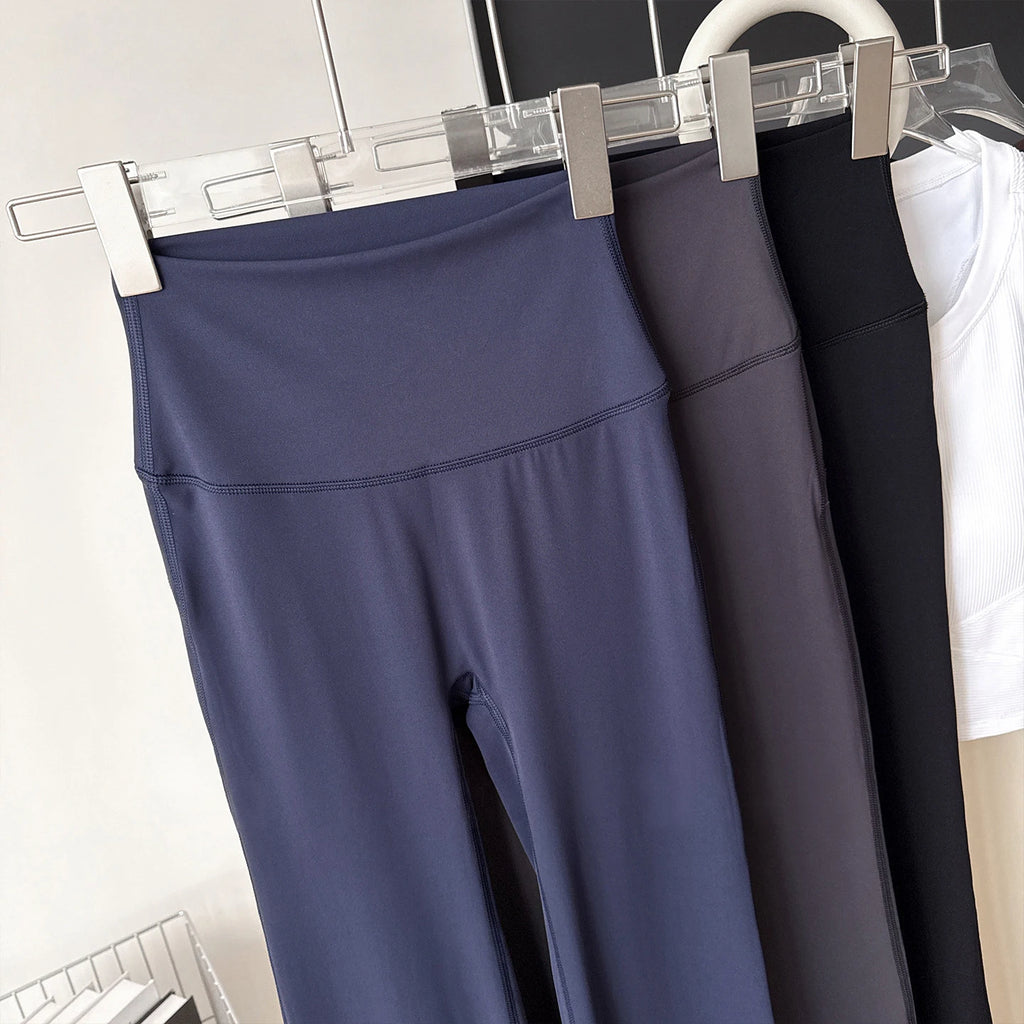 Women's High Waisted Yoga Flared Pants High Elasticity Tight Seamless Breathable Quick-Drying Running Casual Outdoor Sport Pants