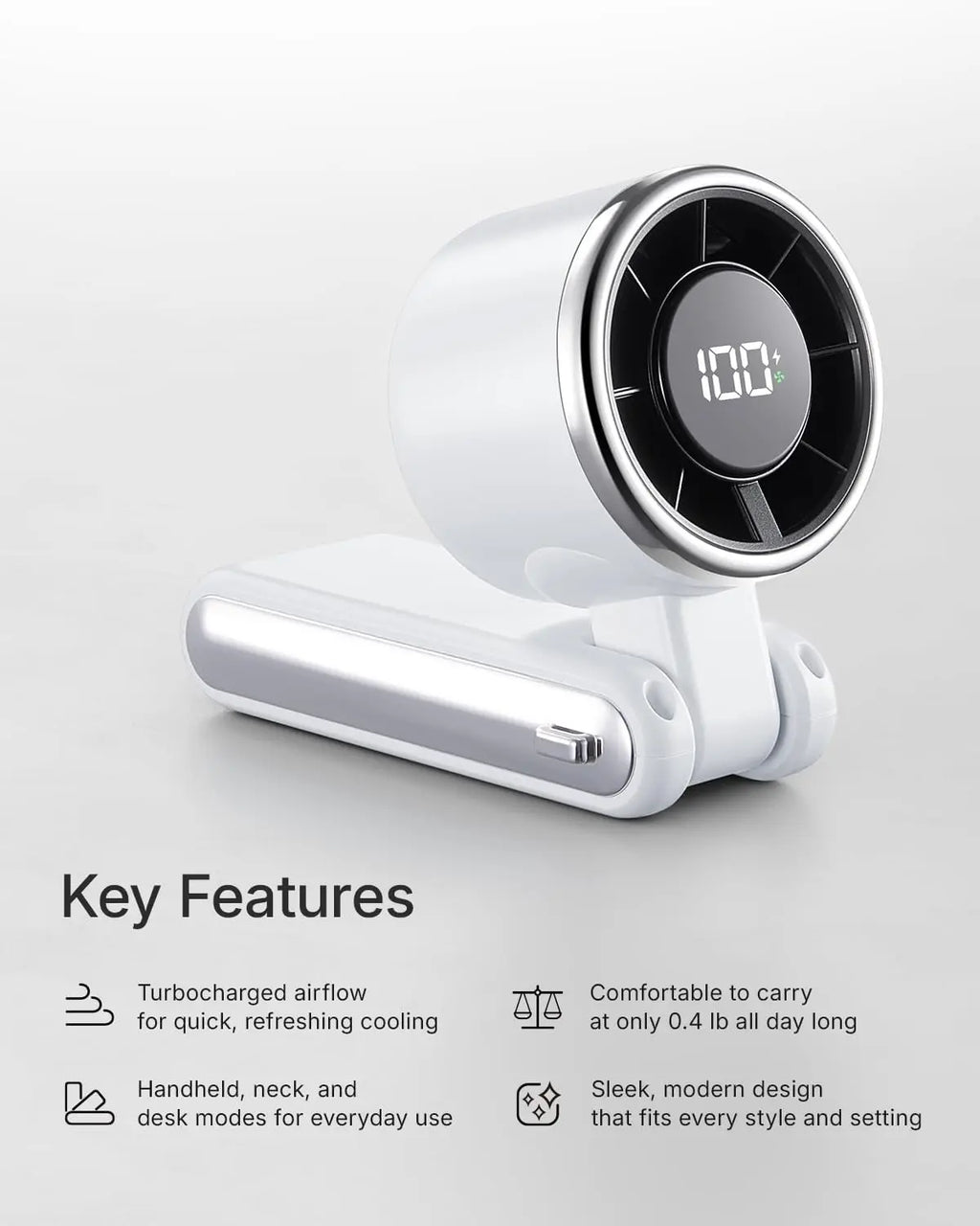 Mini High-speed Handheld Fan Usb Charging Digital Display Portable Desktop Folding Hanging Camping Violent Turbo Fan