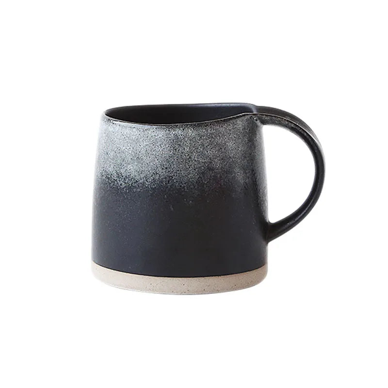 Handmade Stoneware Mug Retro Black White Latte Coffee Cup Ceramic Cup