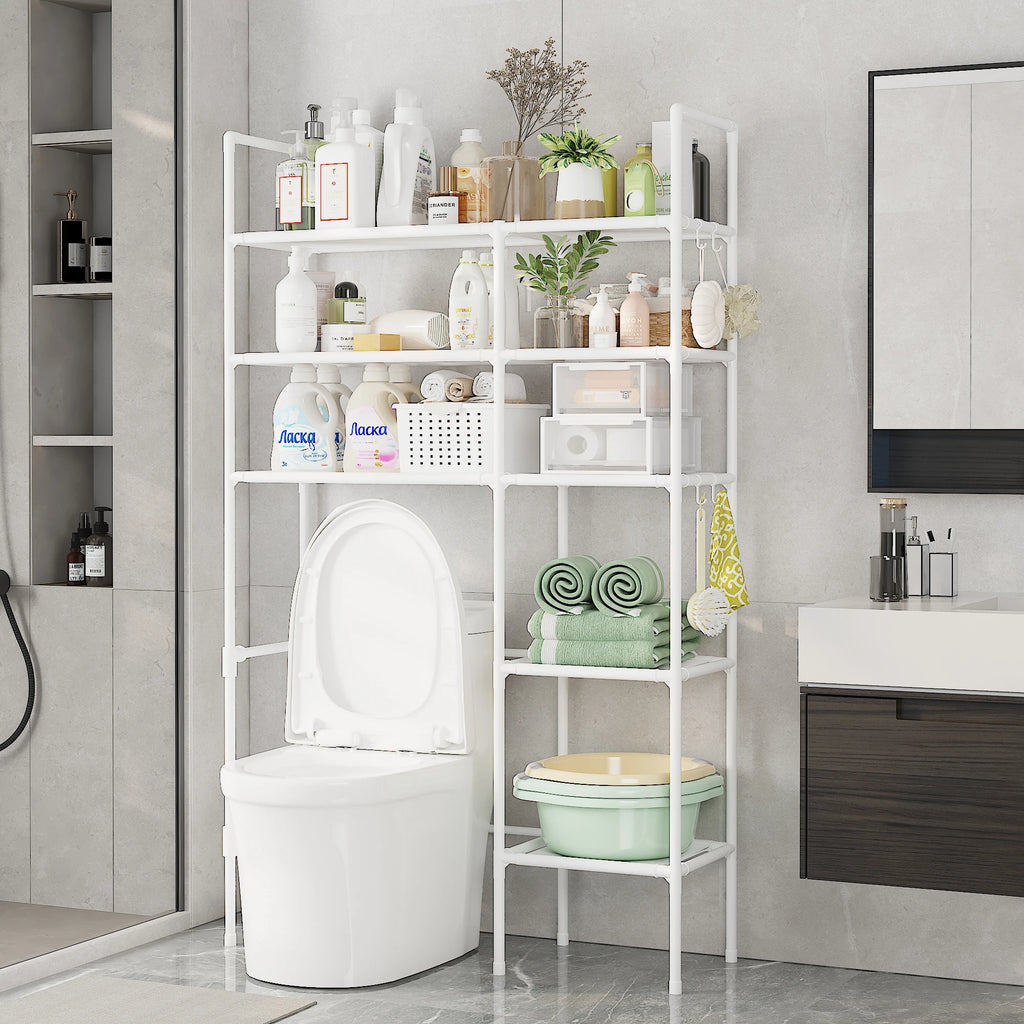 2/3 Tier Bathroom Storage Cabinet - Space-Saving, Over-The-Toilet Storage Shelf, Easy to Assemble, Suitable for Bathroom Essentials with Rust-Proof Metal Frame and Plastic Dividers, Ideal for Storing Toiletries, Towels, and D