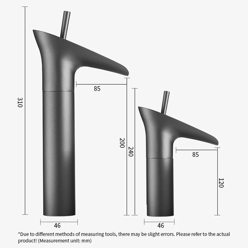 Bathroom Basin Faucet Sink Mixer Gun Grey Color Hot Cold Water Mixer Deak Mounted Waterfall Style Copper Sink Taps FR651