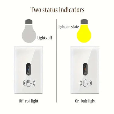 1pc Wall Light Switch Wave Infrare IR Sensor No Need Touch US 220V 110V Glass Screen Panel Electrical Power On Off Lamp