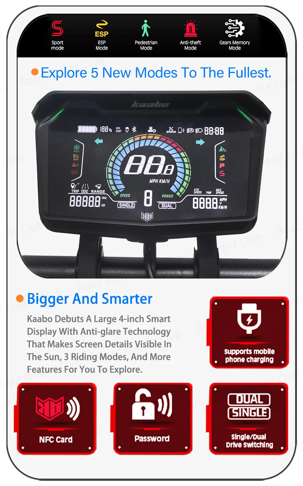 KAABO Mantis King GT 60V 24Ah Battery 1100W*2 Motor 70km/h Full Hydraulic Brake Central Display IPX5 WaterProof Electric Scooter