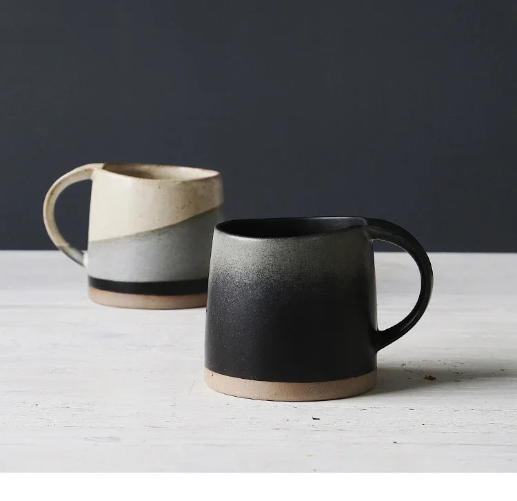 Japanese Retro Stoneware Coffee Cup Household Ceramic Hanging Ear Mug Cup English Afternoon Tea Tea Cup Breakfast Milk Mug Gift
