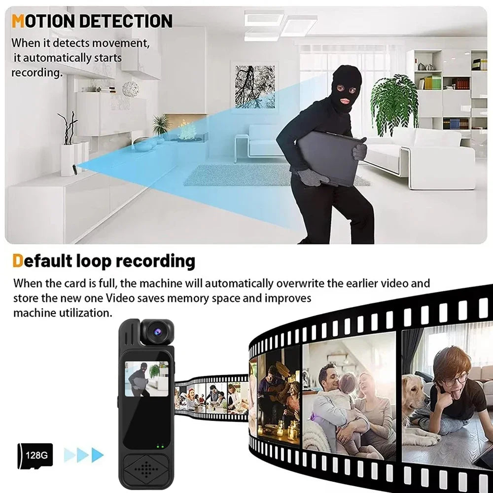 HD 4K Body Camera Mini Body Cam Audio and Video Recording 128GB Wearble Portable Camera Work Guard Travel Vlog