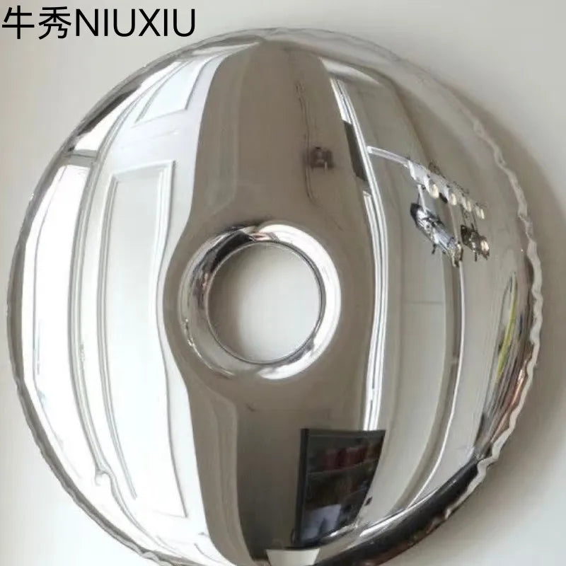 Modern light luxury stainless steel donut wall decoration mirror metal painting hotel model room sofa background