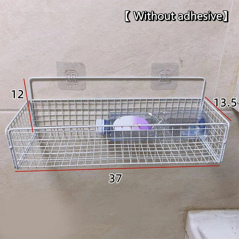 Kitchen Bathroom Storage Rack No Drilling Required Wall-Mounted Organizer Space-Saving Accessories Kit Supplies Essential